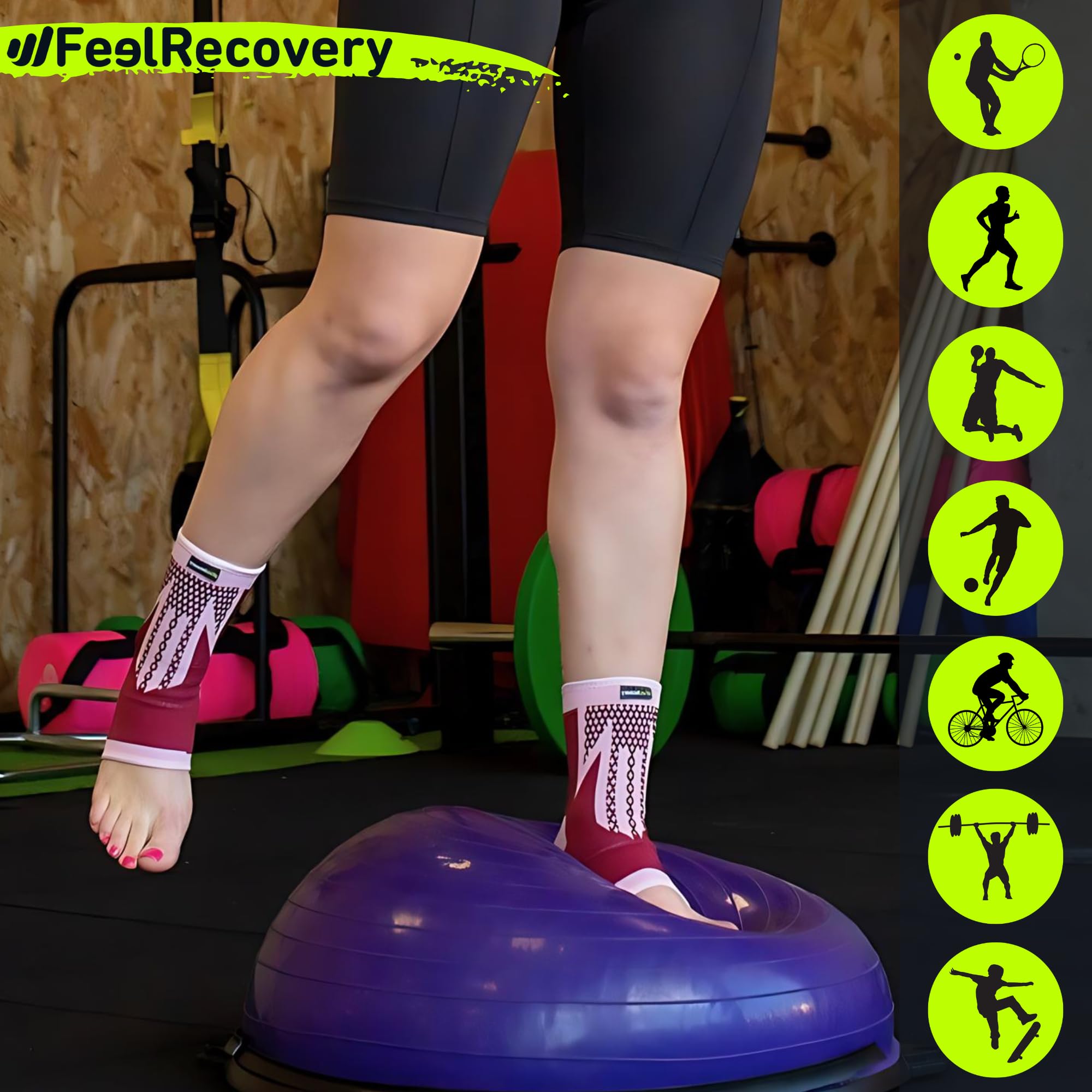 2 Pack Chevillères Homme & Femme - Manchon de Compression Cheville pour Running, Football, Basket & Sports - Chevillière Entorses, Fasciite Plantaire, Tendinite d'Achille - Respirant & Antidérapant