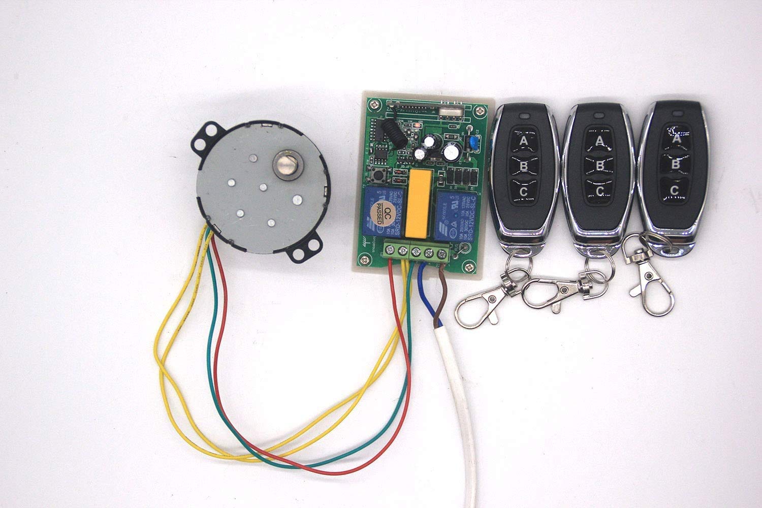 AC 220 VAC RF 2 canales inalámbricos de control remoto 1 * receptor + 3 * Transmisor manguera de motor de garaje de proyección pantalla cabrestante 3 botones