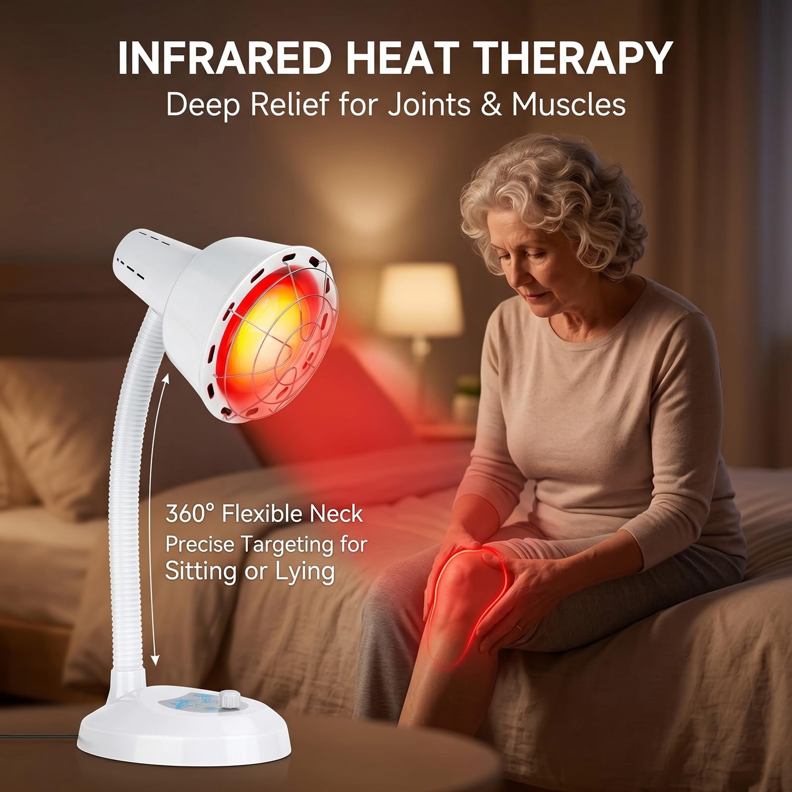 Rotlichtlampe 275W Infrarot-Wärmelampe, temperaturverstellbar mit stabilem Schutzgitter, zur Linderung von Muskelverspannungen und für entspannende Lichttherapie im privaten Heimgebrauch