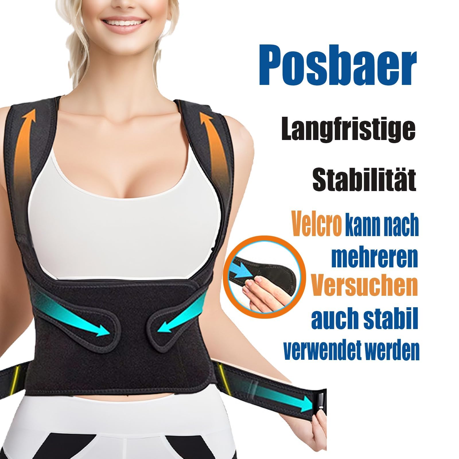 Rücken Geradehalter Bequem und Verstellbar Rückenstützgürtel, Haltungskorrektur Rücken herren damen, Öffne deine Schultern (Schwarz 16, L) (Schwarz 16, XL)