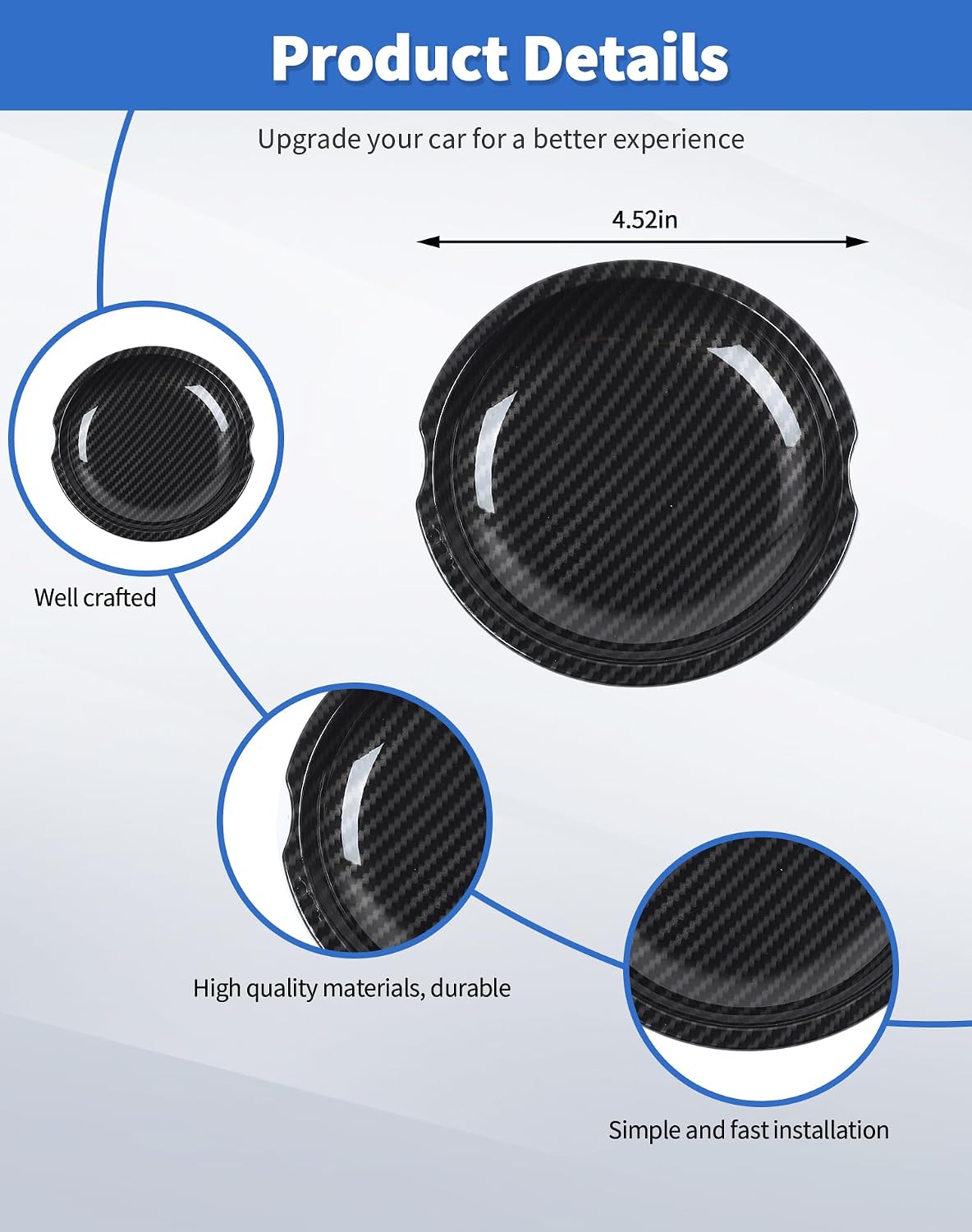 5PCS Door Handles Bowl Cover Trim Recess Guard Fit for 2007-2017 Jeep Wrangler JK JKU Exterior Decor Protect Accessories (Carbon Fiber)
