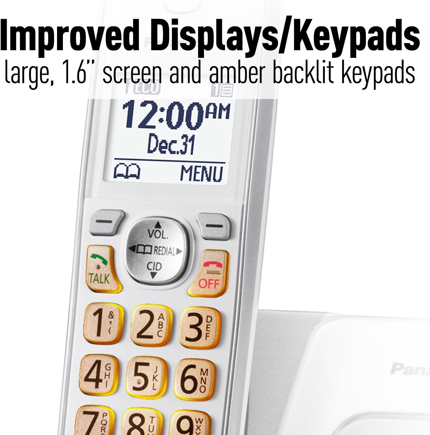 Panasonic DECT 6.0 Expandable Cordless Phone with Answering Machine and Smart Call Block - 2 Cordless Handsets - KX-TGD532W (White/Silver)