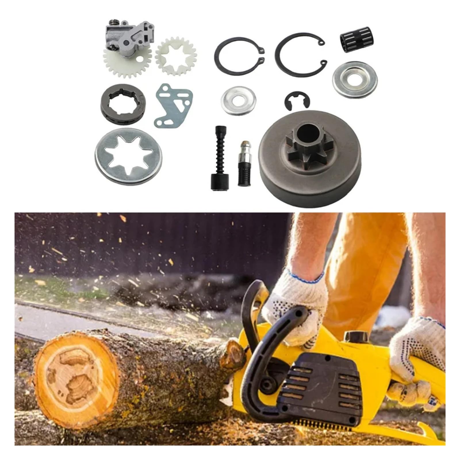1 zestaw pompa olejowa i zestaw kół zębatych obręczy bębna sprzęgła pasuje do piły łańcuchowej MS381 038 do 11196403200 akcesoria do pił elektrycznych