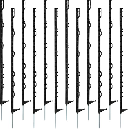 Sintuff Paquete de 50 postes eléctricos para cerca, postes de plástico de 40 pulgadas, postes de valla resistentes para patio de jardín, valla de