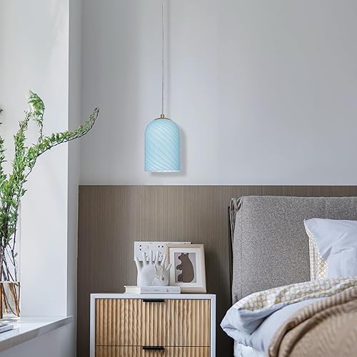 Miniatura 2 de Lámparas colgantes, lámpara colgante enchufable para isla de cocina, luces colgantes de vidrio de arte a mano con acabado de latón para mesa de