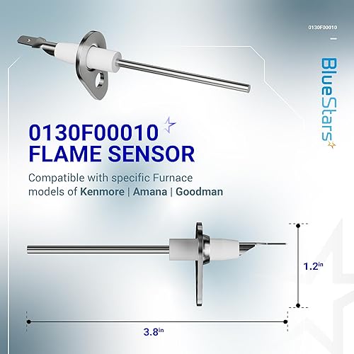 Miniatura 3 de BlueStars Actualizado Pieza de repuesto para sensor de llama ultra duradero 0130F00010, ajuste exacto para hornos Goodman Amana, reemplaza a