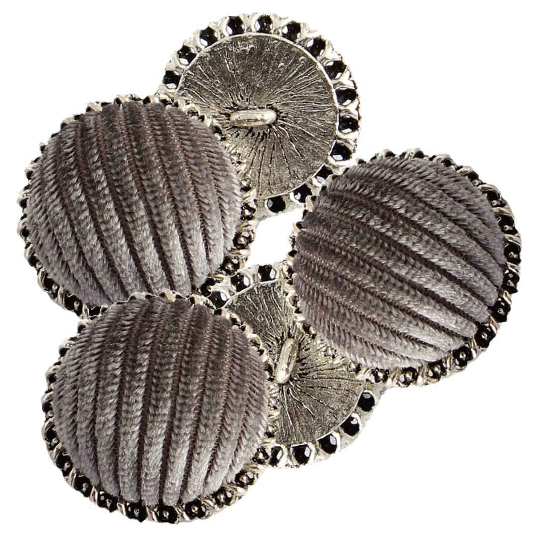 Round Metal Buttons Sewing Buttons Premium Blazer Button Set Velvet Buttons for Cloth Sewing Crafts Jewelry Making Gray, 25mm