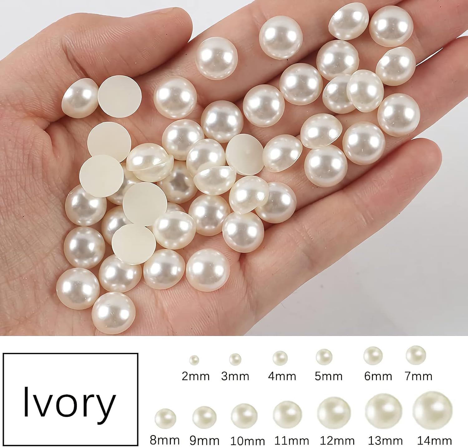 5600pcs Mixed Size DIY Half Pearl Bead，for Crafts Scrapbooking Embellishment Shoes Wedding Dress DIY Phone Nail Making (White)