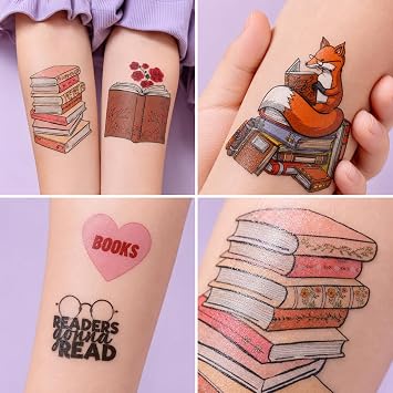 120 PCS Reading Book Pre-Cut Temporary Tattoos for Kids