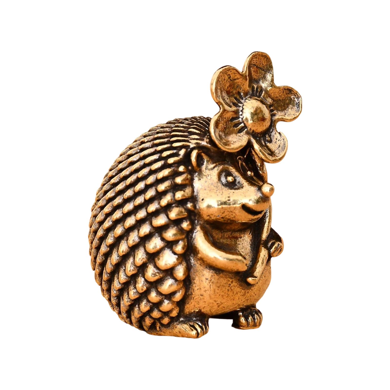 Pjeghbvop Vintage Brass Hedgehog Sculpture, Antique Miniature Animal Figure, Fengshuis Figure for Collectors and Unique Gift, Vintage Hedgehog Figure Made of Brass