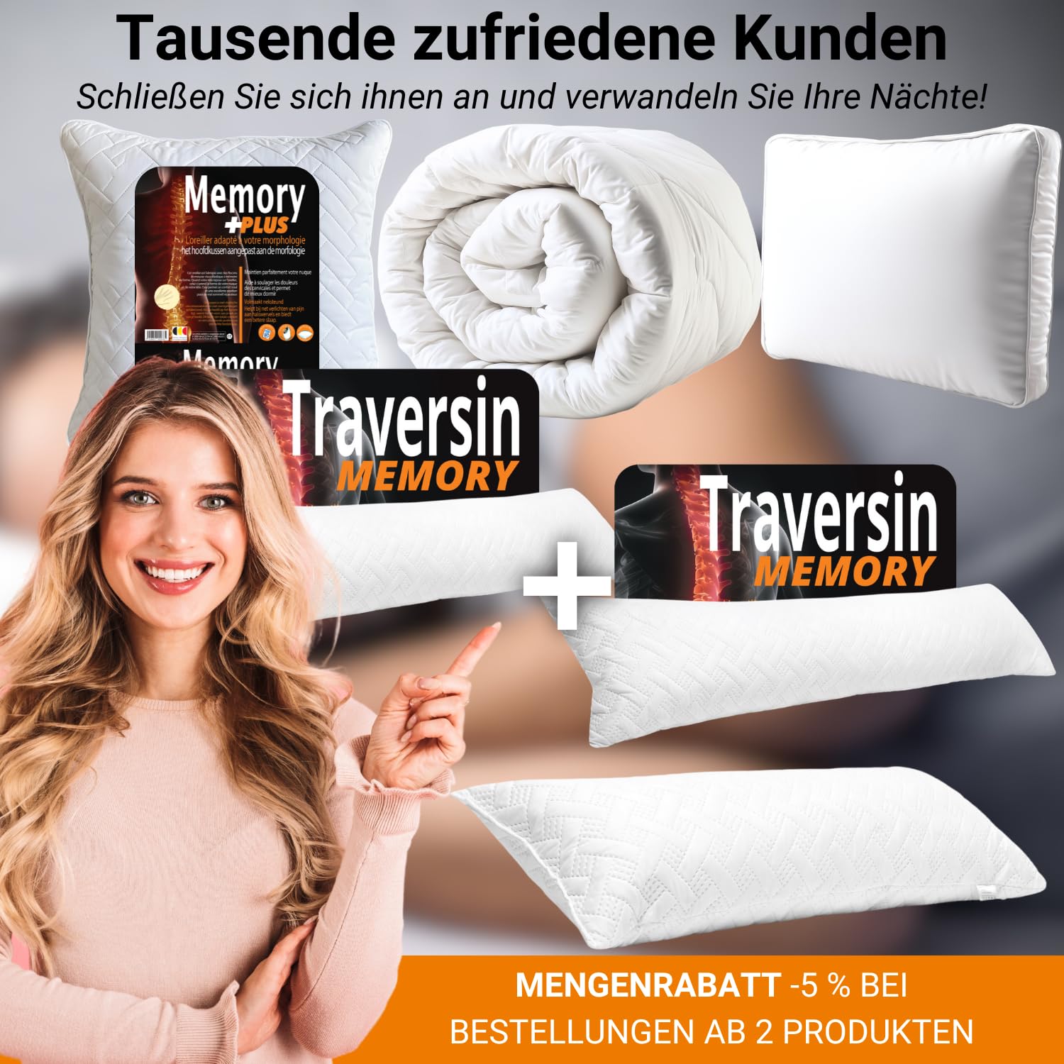 Seitenschläferkissen Memory Foam 40 x 145 cm XXL Gel Viscoschaum Orthopädisch Kissen für Schwangere