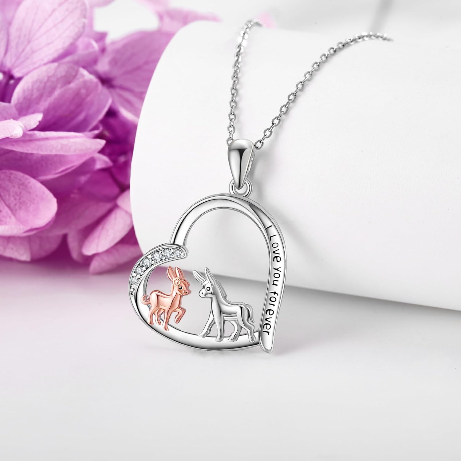 Animal Love Necklace 925 Sterling Silver Cute Animal Family Necklace Jewelry Gifts For Women Lover Mother