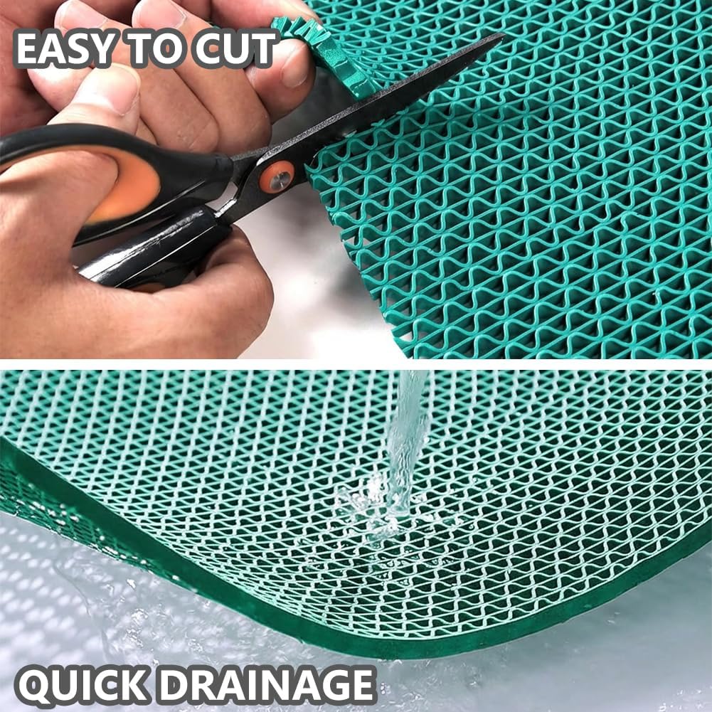 LITA Drainage Non Slip Flooring Mats Swimming Pool Bathroom Mat Anti-Fatigue PVC Mat Heavy Duty Commercial Anti Slip Floor Mats for Outdoor Balcony Garage Restaurant Sauna SPA (Green, 3FTX10FT)