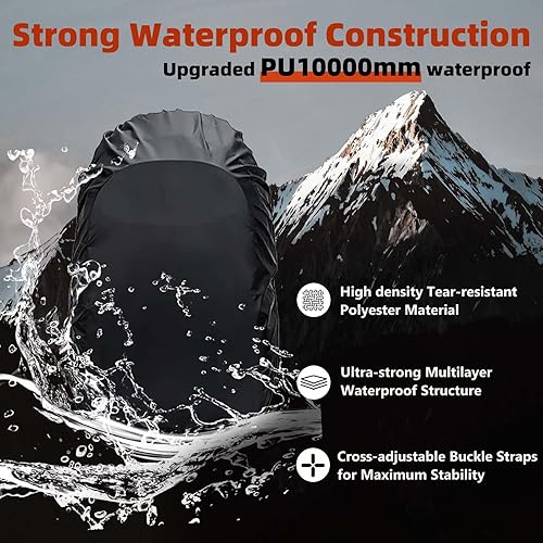 Miniatura 2 de Frelaxy Mochila impermeable para lluvia, nivel impermeable de 0.394 in, estructura multicapa ultra fuerte, correa de hebilla cruzada antideslizante