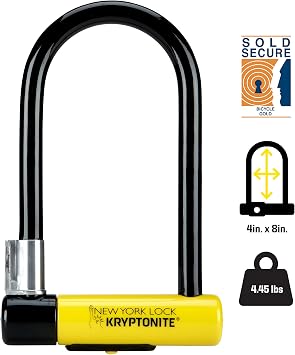 Kryptonite New York Standard Lock with Flex Frame U-Bracket - Yellow, Standard Shackle