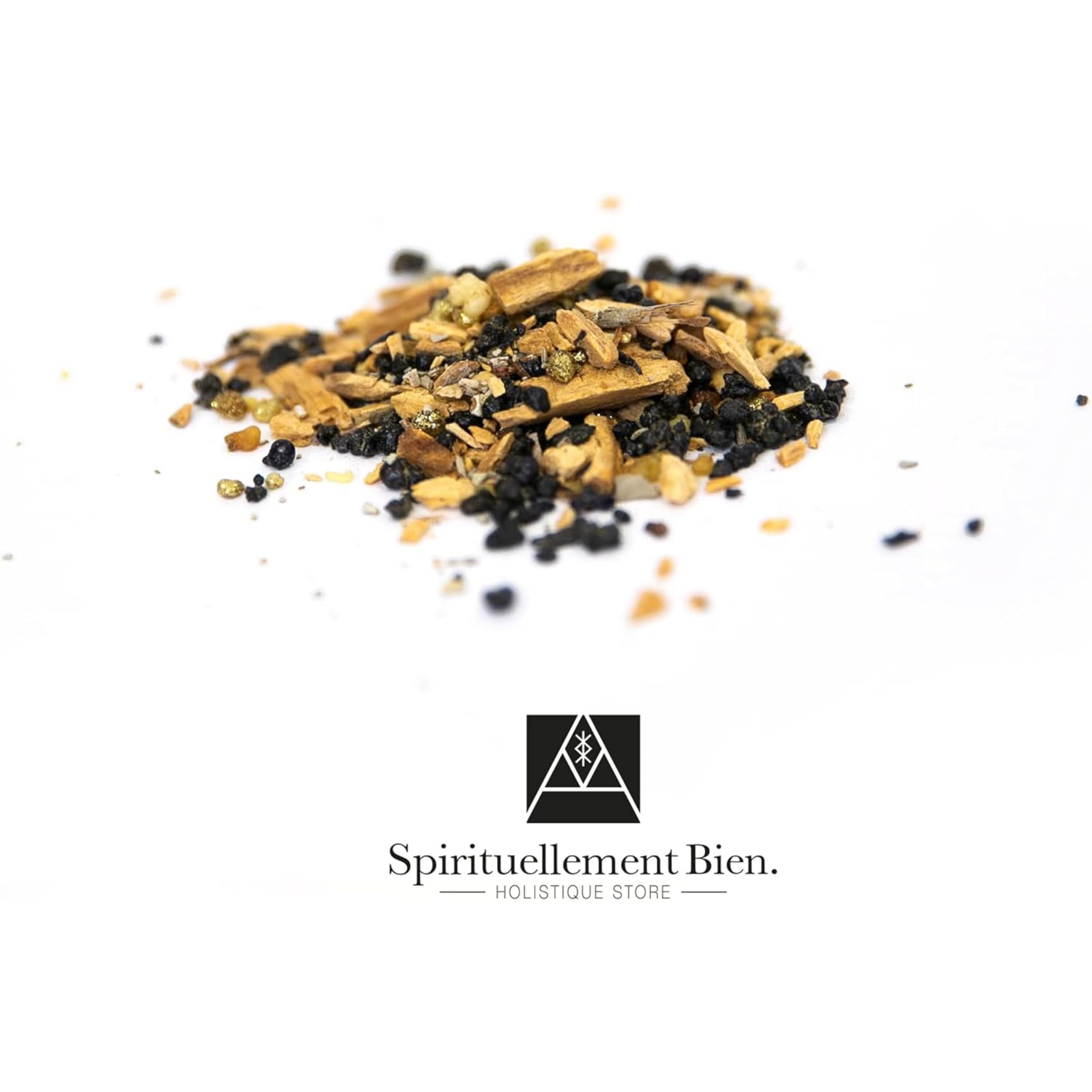 Bruciatore di incenso in bronzo con manico in legno + 10 carboni + 1 pinza + 1 set di incensi in resina SpiritualiBien Grande Purificazione - Pulizia - Regalo Esoterico (Spirito)