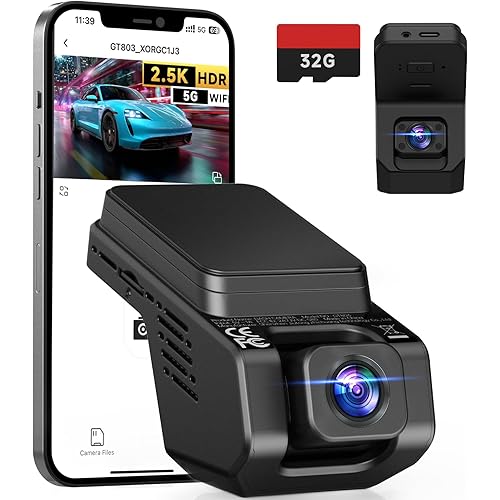 Dash Cam Front and Inside, 2.5K+1080P Dual Camera for Cars, Hidden Car Camera Front and Interior with Super Night Vision, 4 IR LEDs, G-Sensor, 24H Parking Mode, Loop Recording, 32GB Card Included