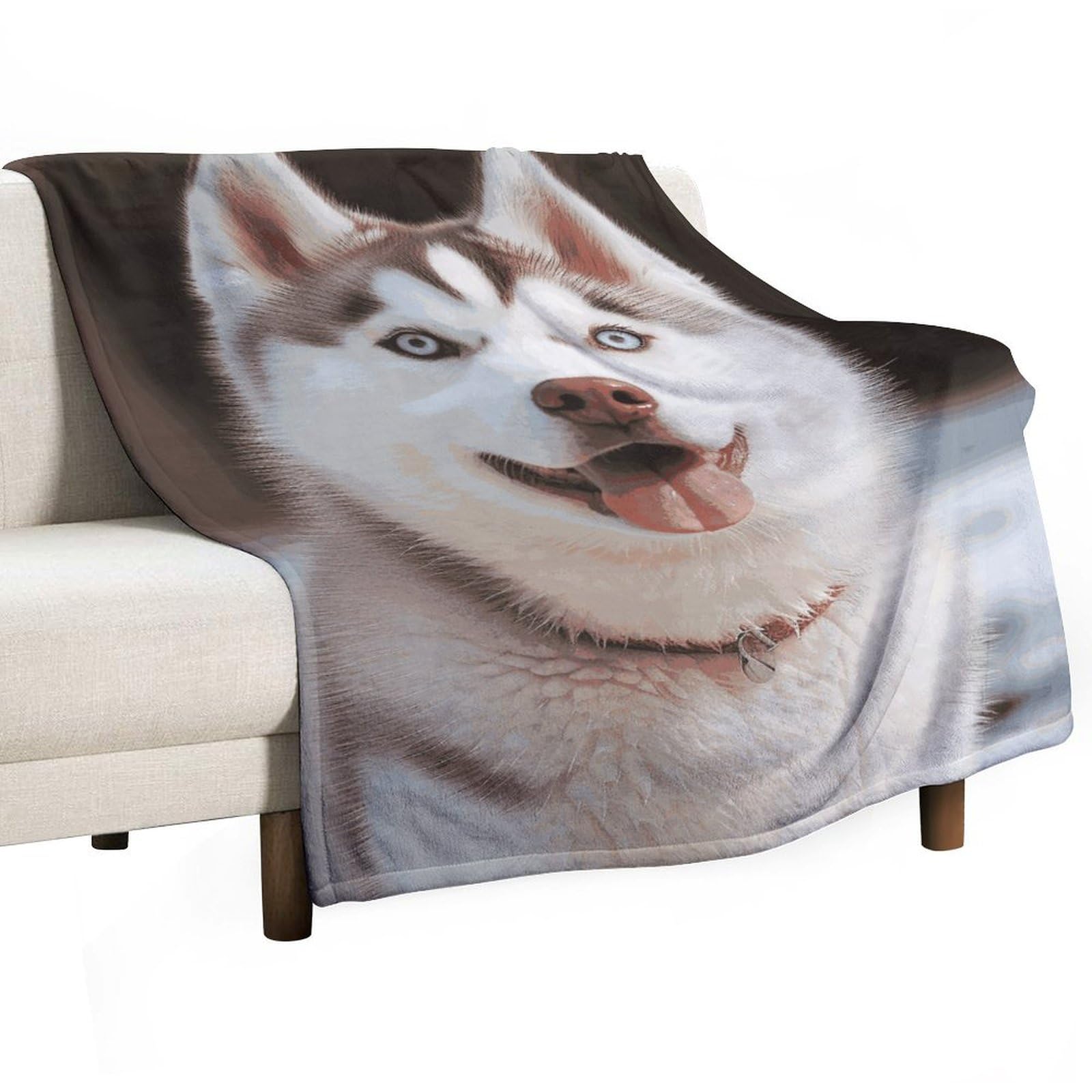 Couverture en flanelle légère et respirante à haute isolation thermique motif husky