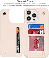 Vista 7 de iCoverCase Funda protectora de piel sintética compatible con iPhone 14 Pro Max con soporte para tarjetas, funda tipo cartera para mujeres y hombres