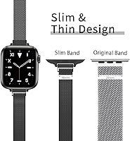 Vista 20 de CTYBB for Apple Watch Band Series Ultra SE 8 7 6 5 4 3 2 1 38mm 40mm 41mm 42mm 44mm 45mm 49mm, Stainless Steel Slim & Thin Mesh Magnetic Clasp Strap