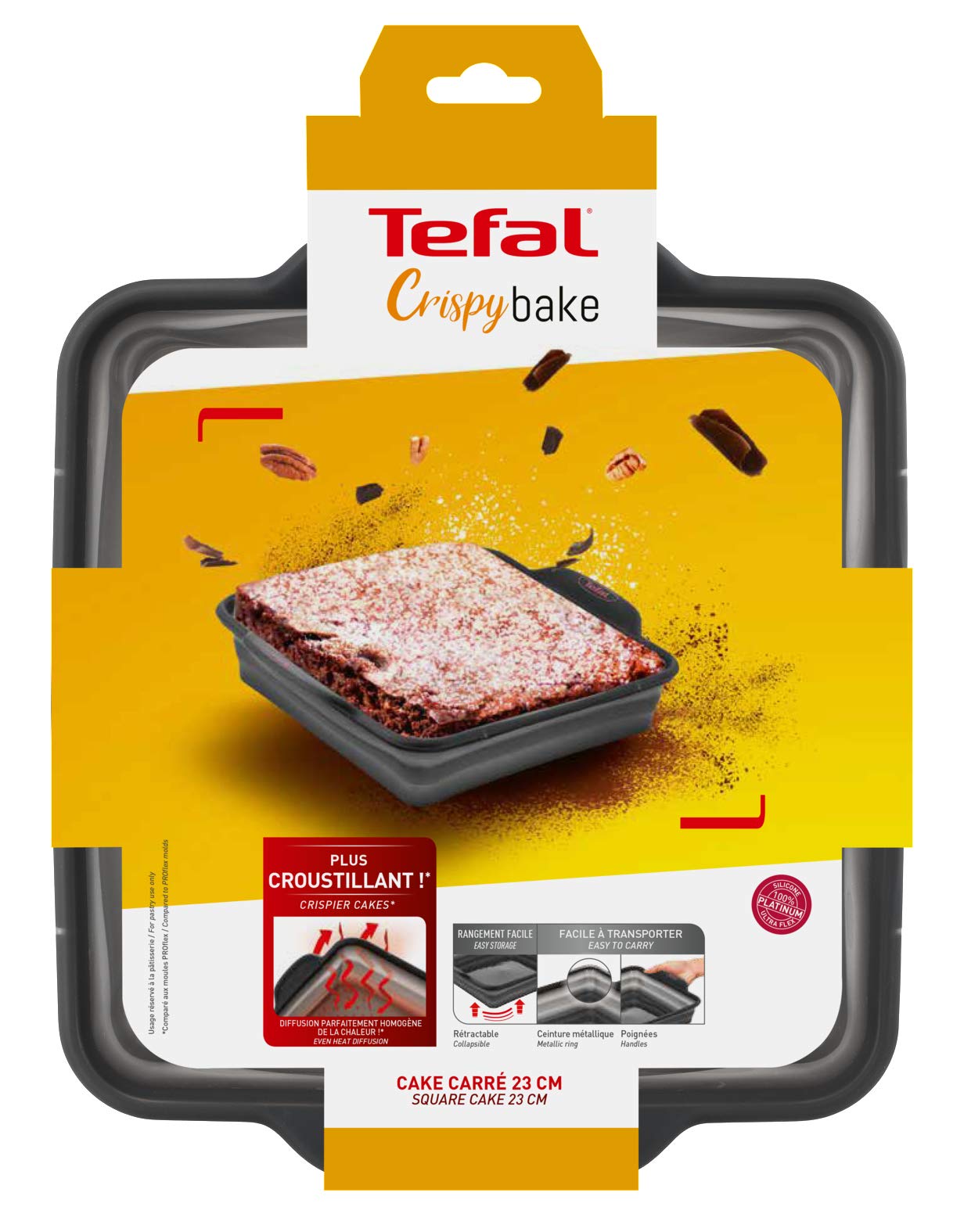 Tefal Crispybake Blacha Do Pieczenia, Czarny, 23 x 23 cm