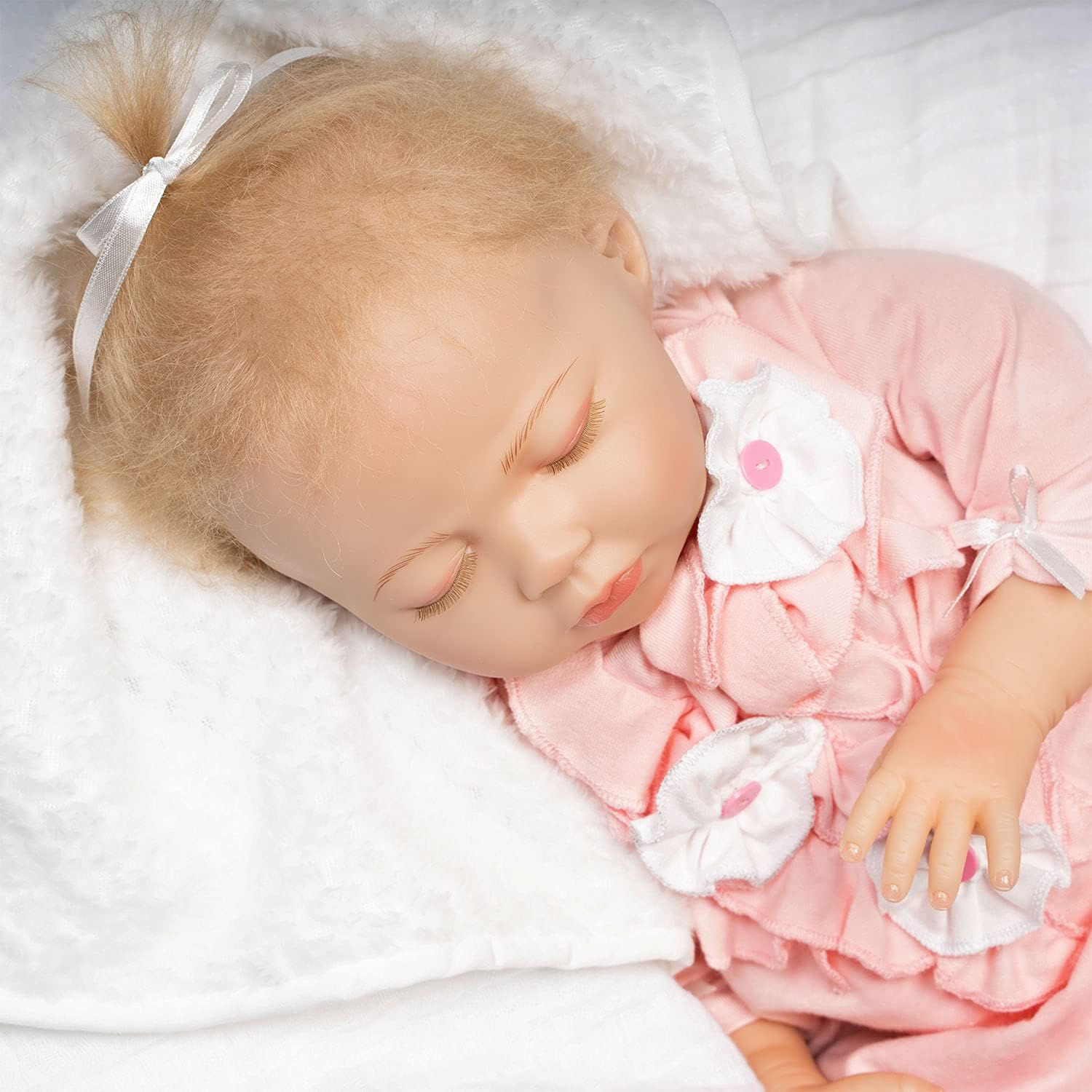 Paradise GalleriesRealistic Reborn Baby Doll 21 Inch Lifelike Doll in 5 Piece Gift Set for Ages 3 and Up - Buttons and Bows