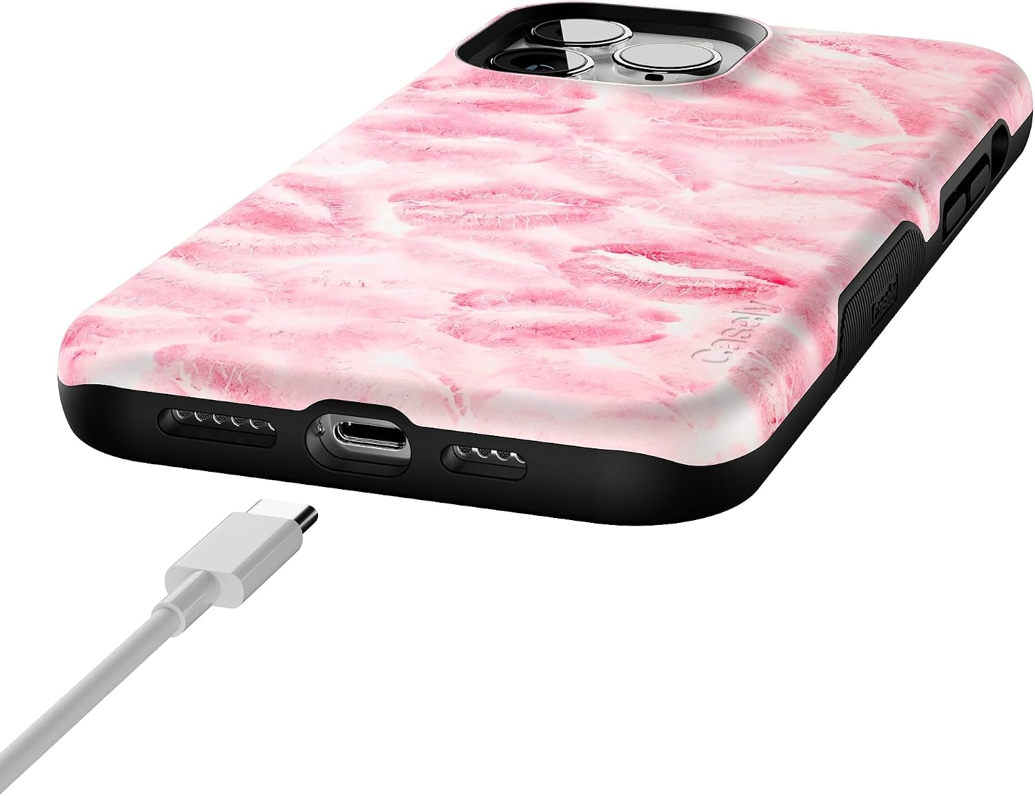 Casely iPhone 13 Pro Max Case | Sealed with a Kiss | Pink Lipstick | Bold Protective Design | Compatible with MagSafe