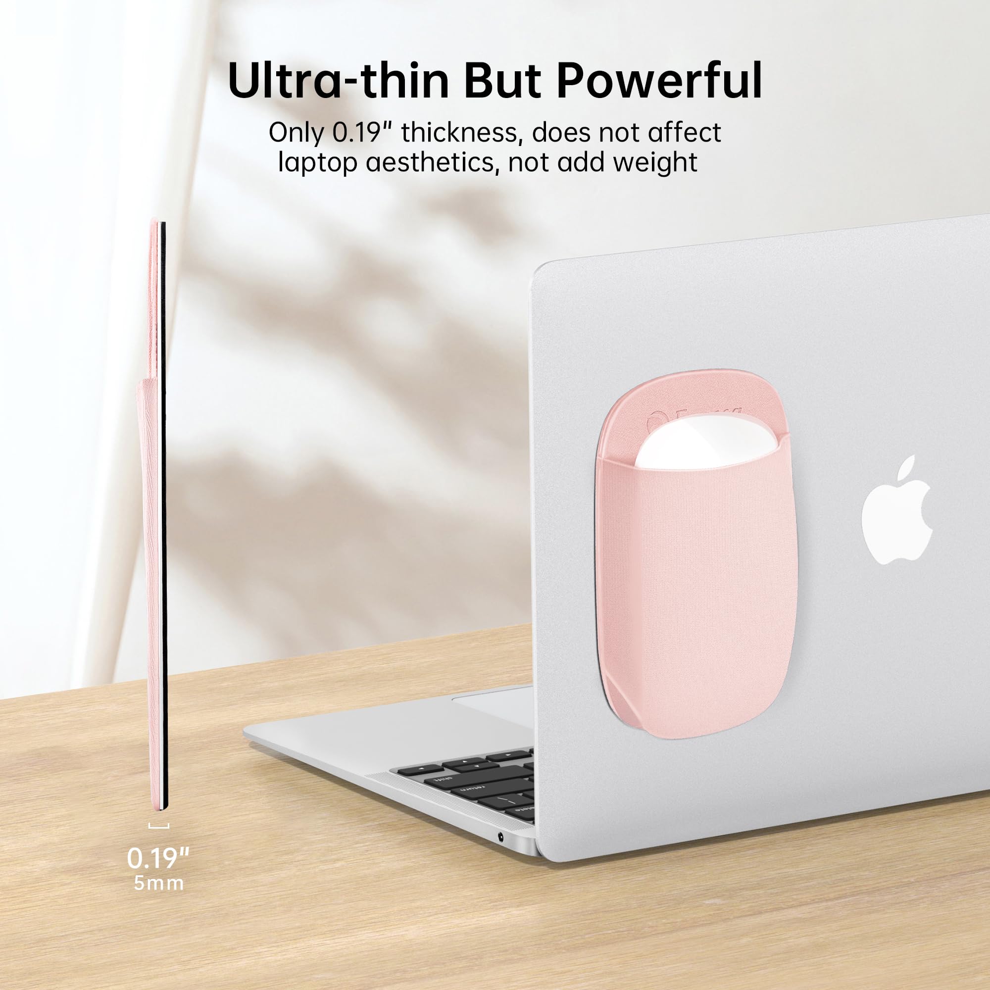 Paquete De 3 Bolsas Universales Para Mouse Adhesivas, Soporte Delgado Para Mouse Mágico, Con Adhesivo Reutilizable, Sin Residuos De Pegamento, Compatible Con Computadora, Laptop, Oficina, Hogar (gris