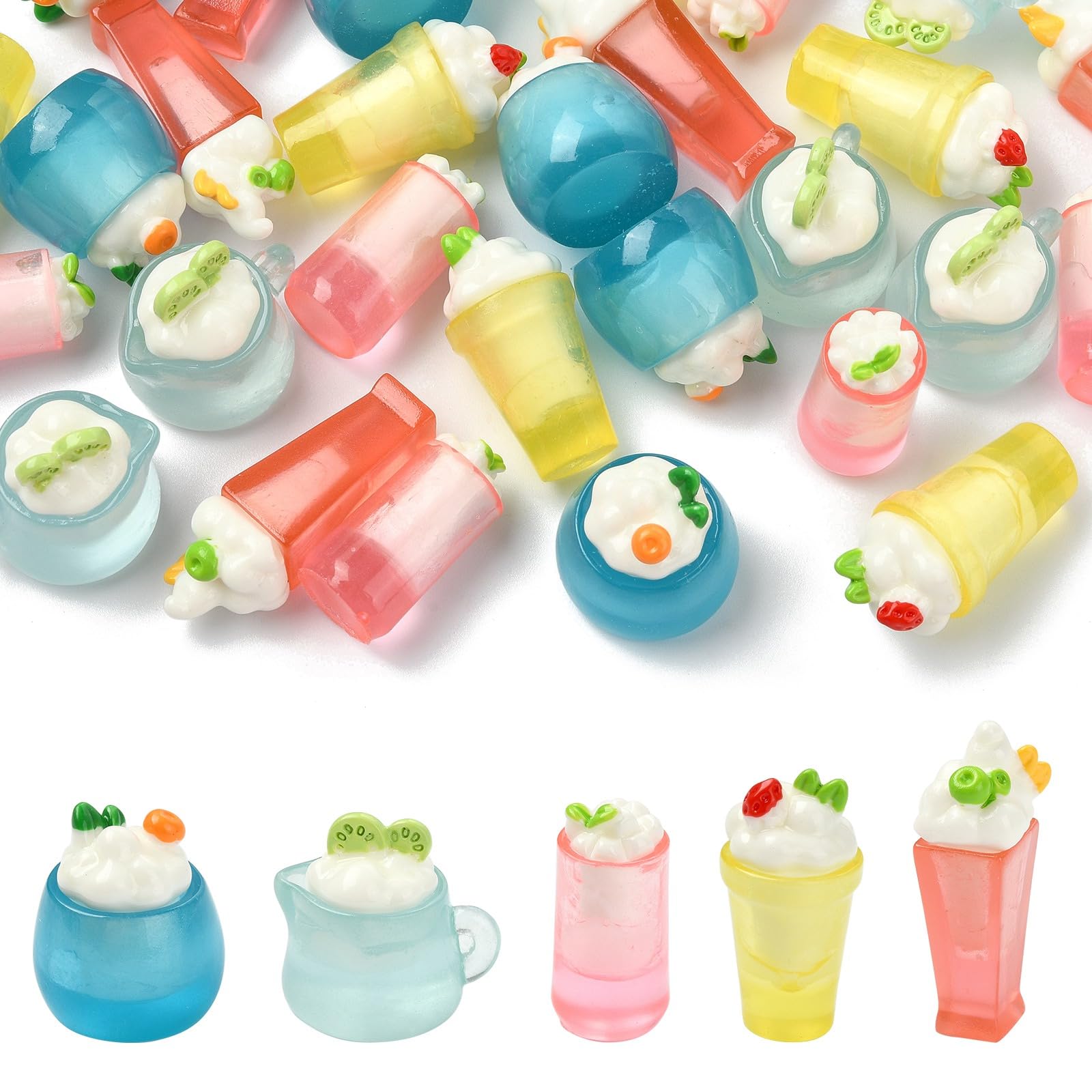 Stiesy 30 Pcs Collectible Drink Decor Set Realistic Resin Cocktail Miniatures for Bar Shelf Display Home Office Decoration Mixed Style