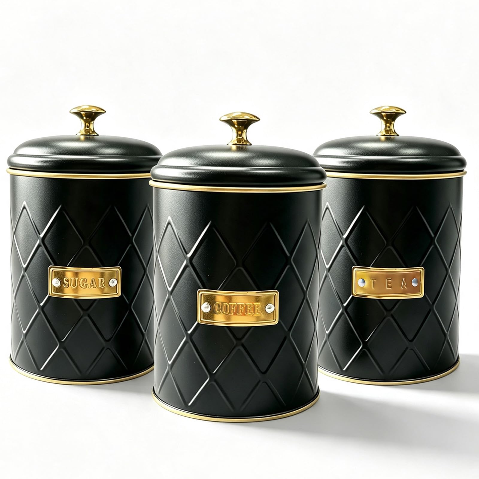 Loopsee Tea Coffee and Sugar Canisters Set 3, Kitchen Storage Jars with Lid