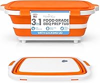 Havenity 8L Collapsible BBQ Prep Tub with Cutting Board & Locking Lid - Meal Prep, Meat Storage for Camping & Grilling