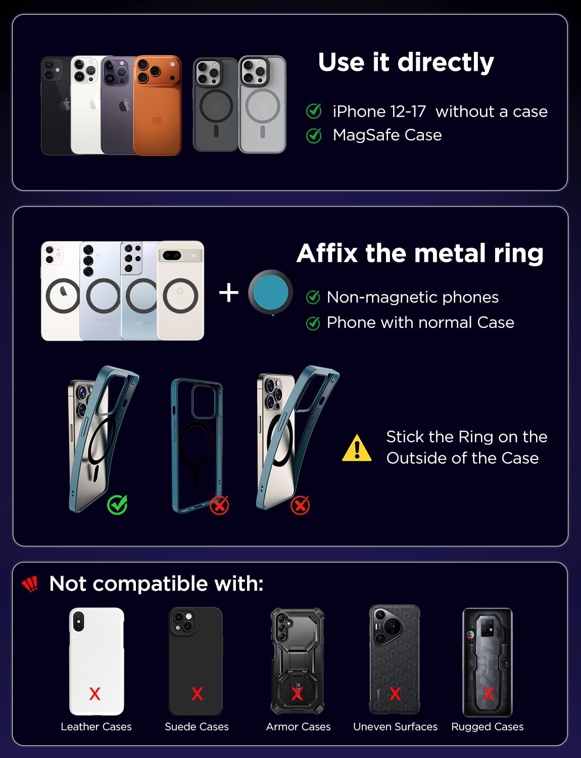 MSXTTLY Magnetyczny Uchwyt Samochodowy na Telefon do MagSafe, 2026 Ulepszony Vmag-S2, Magnetyczny Uchwyt do iPhone 17 Pro Max 16–12 i Android, Czarny