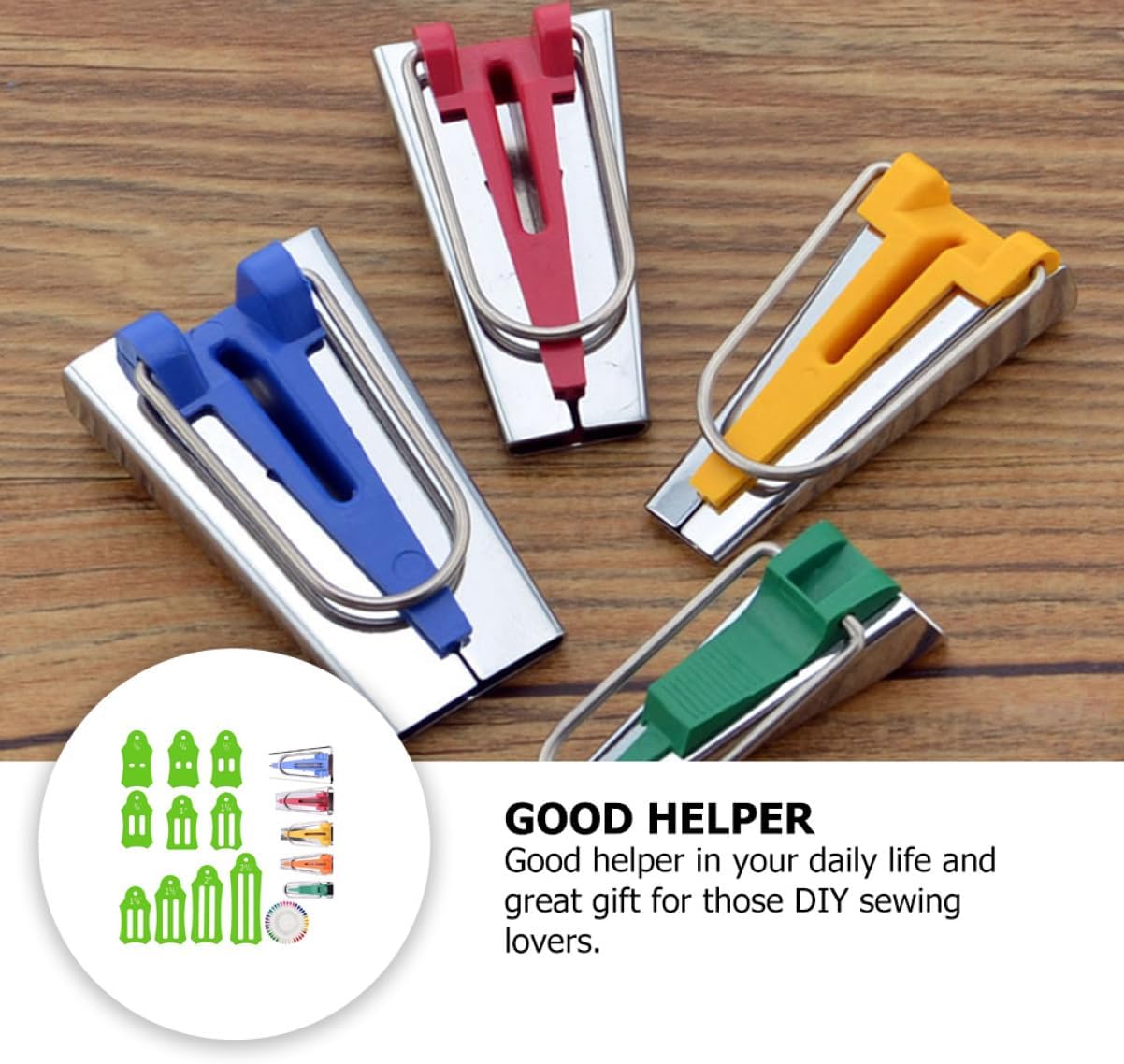 NUOBESTY Sewing Bias Tape Makers Kit Quilting Tool 16pc Fabric Hemming Tool Bias Tape Fabric