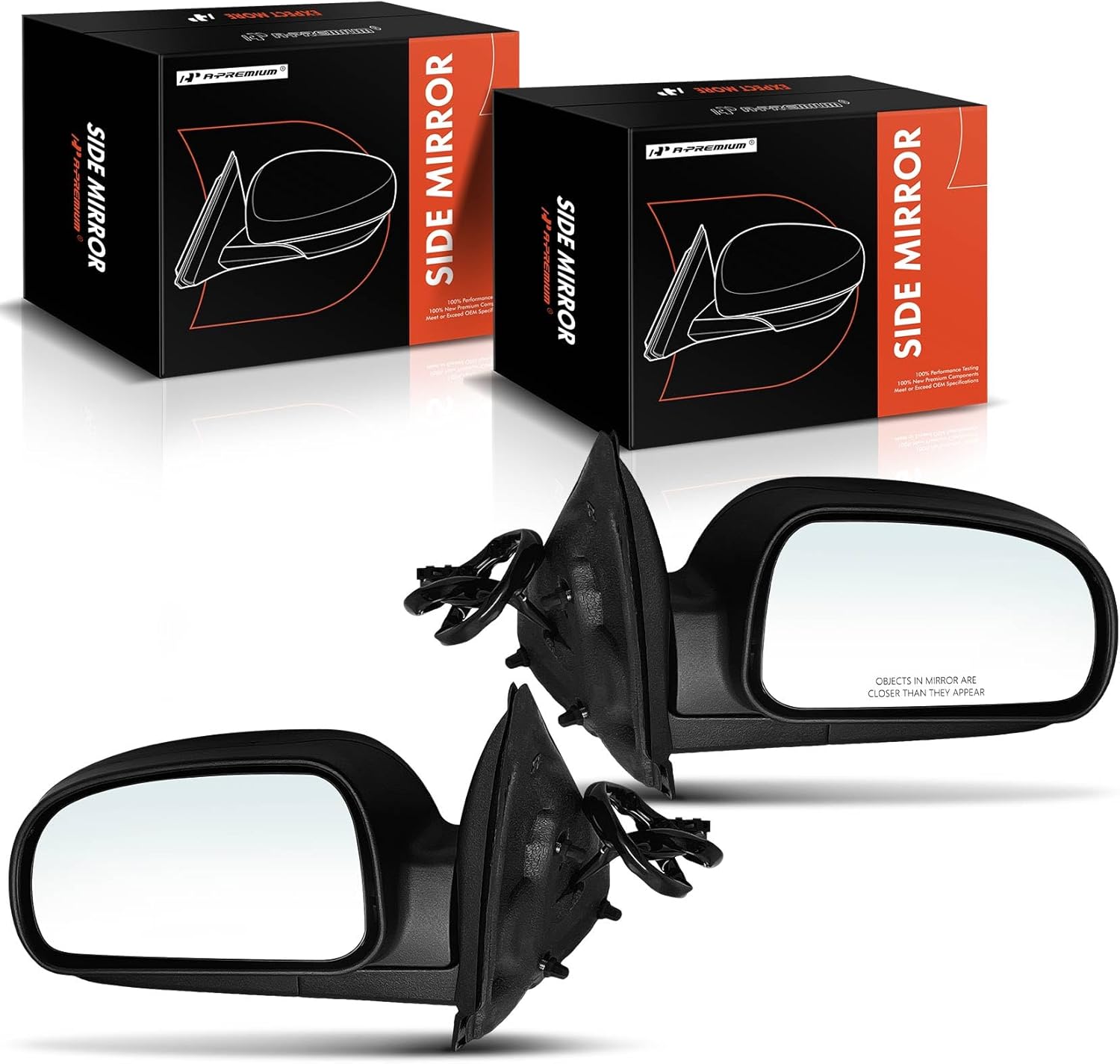A-Premium Pair (2) Driver and Passenger Side Power Door Mirror - Compatible with Chevrolet Trailblazer & GMC Envoy & Buick & Isuzu & Oldsmobile - Heated Manual Folding Black Outside Rear View Mirror