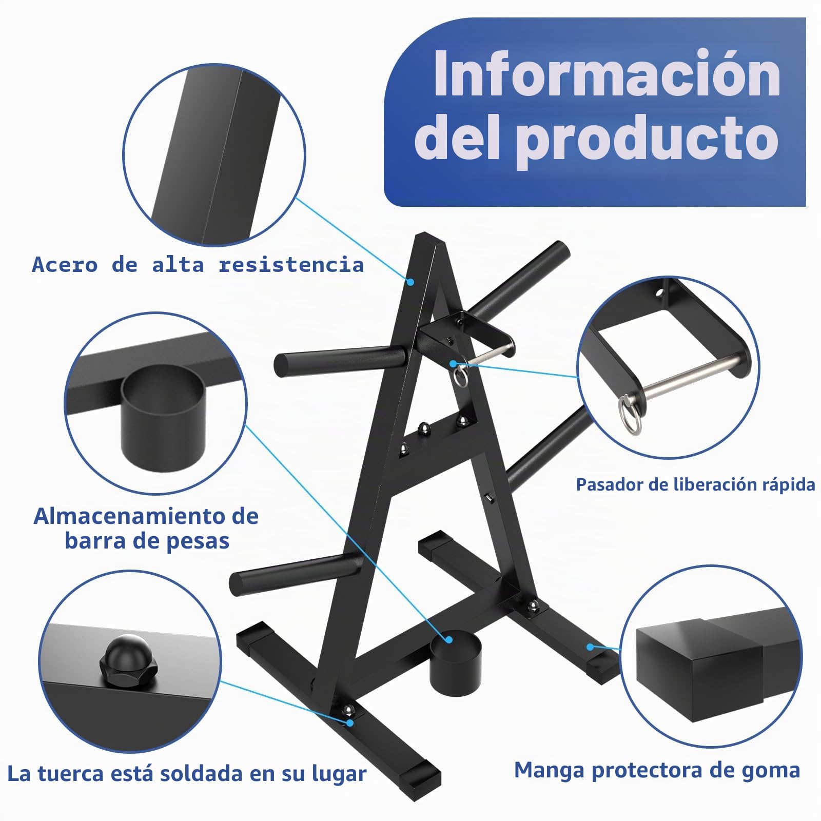 Árbol de pesas A, soporta 300 lb, estante mancuernas, almacenamiento gimnasio casa