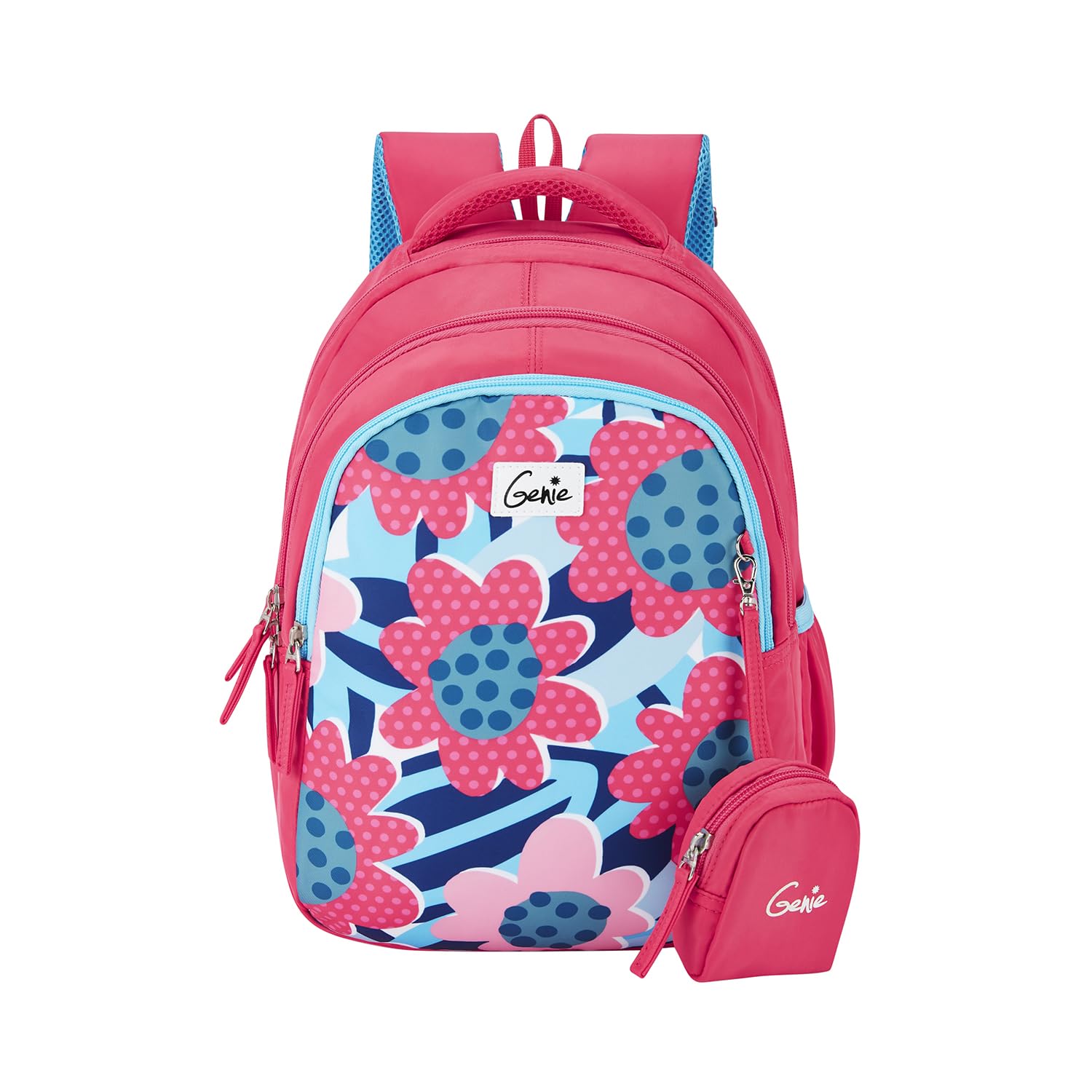 genie School Backpack for Girls |15 In-20 Ltr with Three Compartments,Side Pockets and Light Weight with Padded Shoulders |Best for Books,Stationery, Lunch Box & Essentials-picture-11