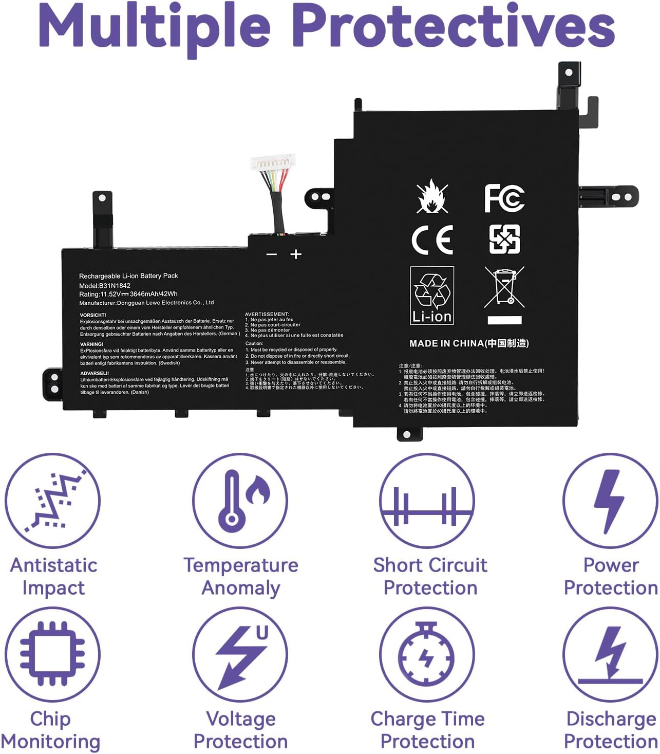 B31N1842 0B200-03440000 Laptop Battery Replacement for ASUS VivoBook S15 X513EA X513EP X513EQ X513IA X531F X531FA K531 K531F K513EA K513EQ F513EA F513EP S513EA S513EP S513EQ K531FA X531FL S531F