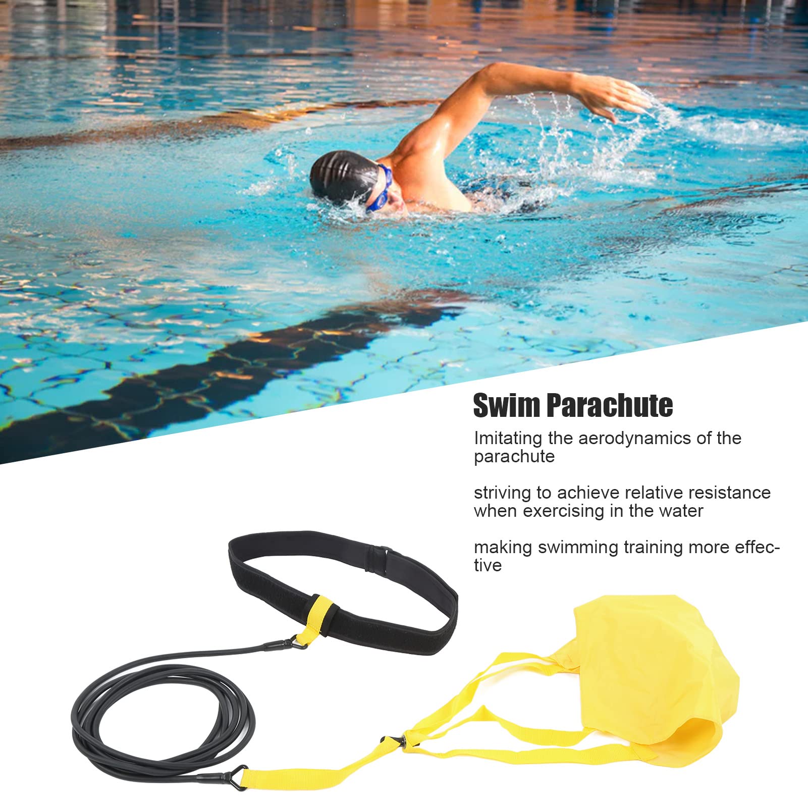 Paracaídas de natación Cinturones de Entrenamiento de natación sellados Ajustables con Resistencia Látex orgánico Recubierto de Neopreno Nylon Equipo de construcción de Fuerza