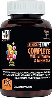Clinical Daily Complete Whole Food Multivitamin Supplement for Women & Men - Complete Liquid Vitamin Absorption! 42 Superfood Fruits Vegetables - Young Adult to Senior - 120 Liquid Capsules
