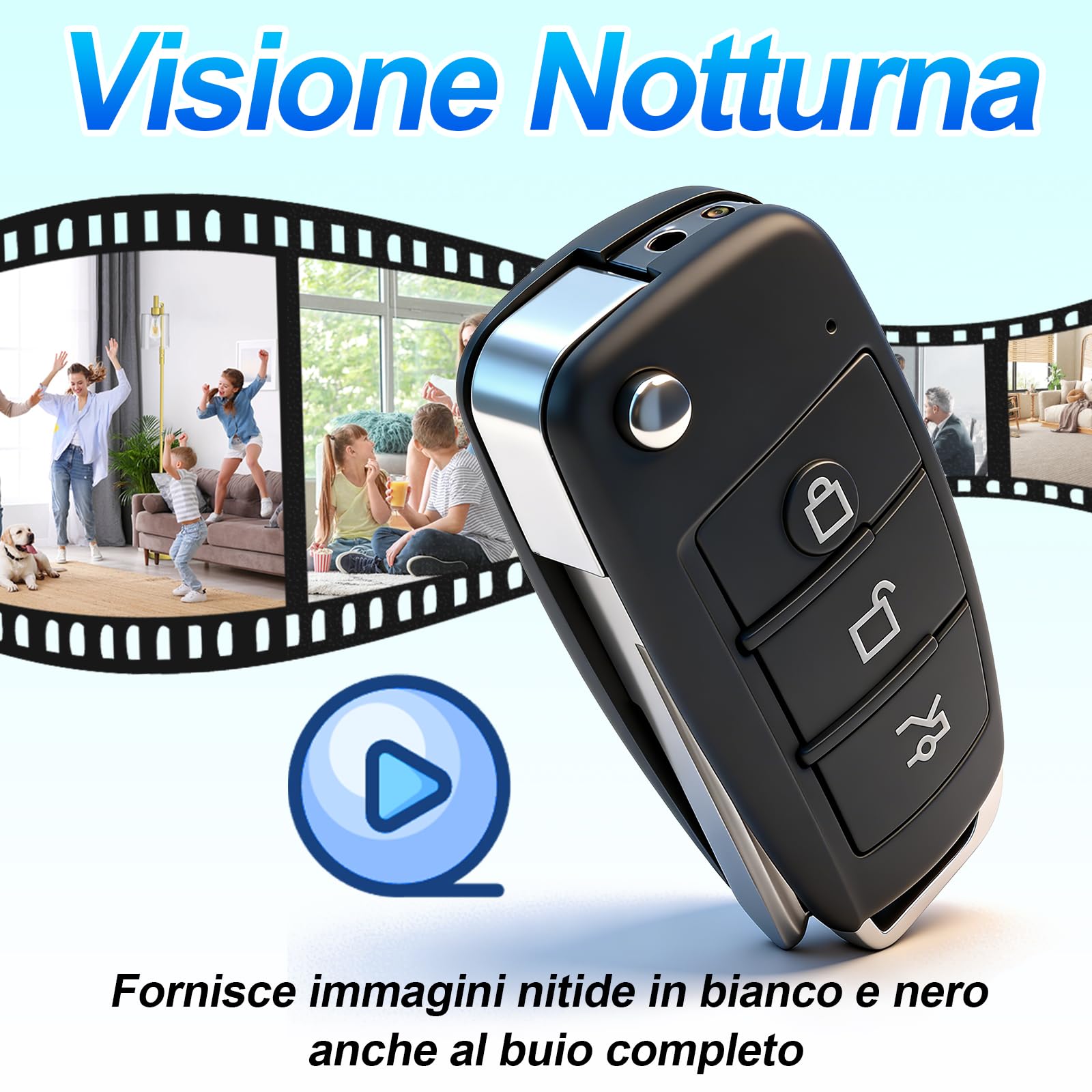 Telecamera Spia Nascosta, 1080P HD Mini Telecamera Spia Nascosta con Visione Notturna, Obiettivo Grandangolare 120° Microcamera Spia con Rilevamento del Movimento