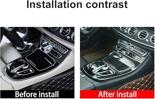Miniatura 2 de YIWANG Adhesivos ABS de grano de madera negra para consola central de engranajes, marco de marco, 2 unidades para Mercedes Benz Clase E W213