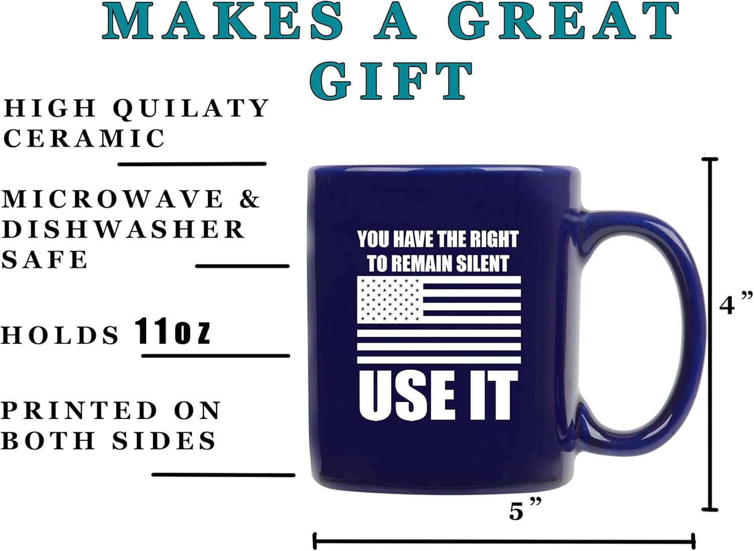 Rogue River Tactical Funny remain Silent Coffee Mug Thin Blue Line Flag Novelty Cup Great Gift Idea For Police Officer Law Enforcement PD Large Flag - Image 3