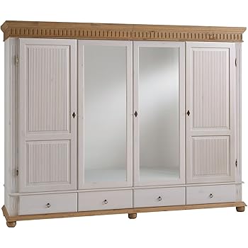 Mobelando Kleiderschrank Massivholzschrank Schrank Schlafzimmerschrank Silvana Viii 218 Cm Weiss Antik Amazon De Kuche Haushalt