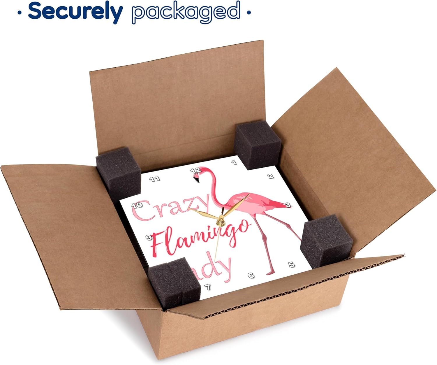 3dRose DPP_291868_3 Lady for Anyone who is Crazy About Flamingos. -Wall Clock, 15-inch, Multicolor