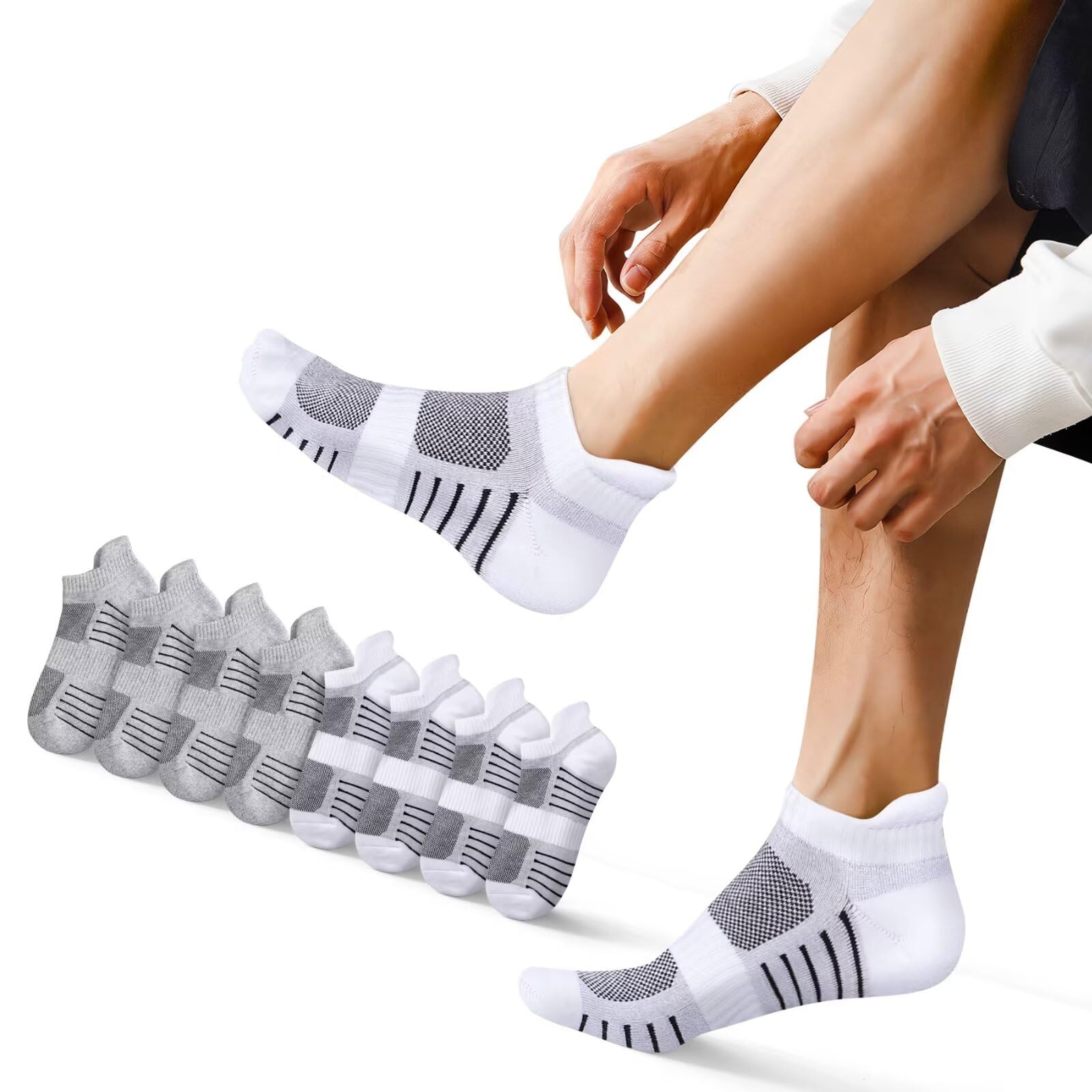 Skarpety do sneakersów, męskie i damskie, 8 par, krótkie skarpety do biegania, na lato, zapobiegające poceniu się, bawełniane skarpety do biegania