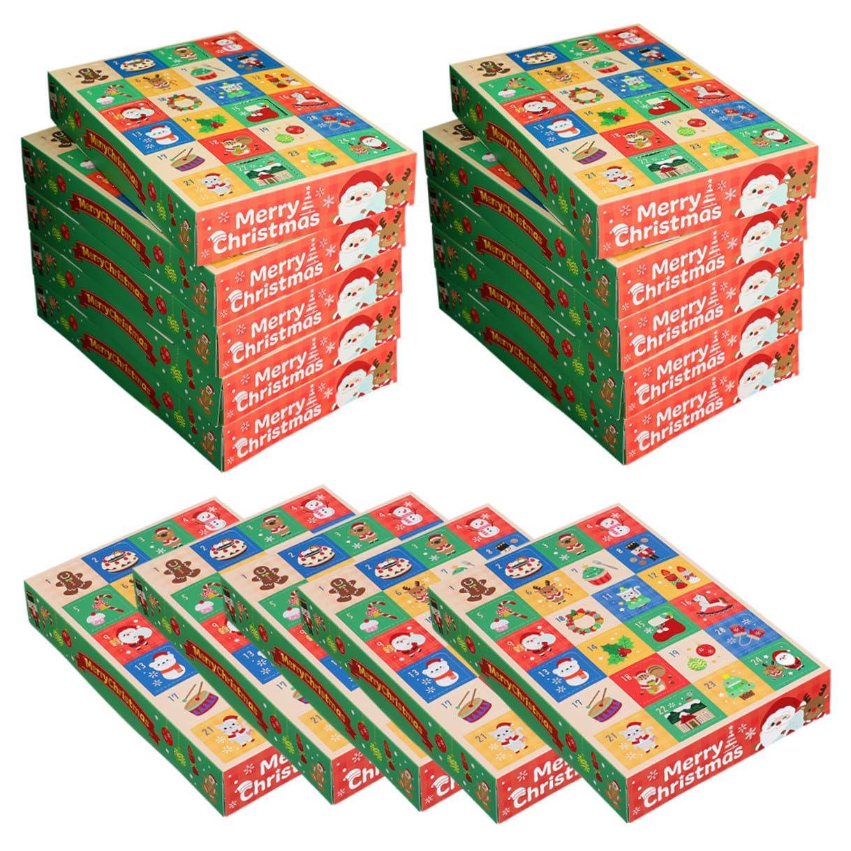 Generisch 15 Stück Teiliges DIY Füllbare Weihnachtsboxen aus Papier Kleine Geschenkboxen für Süßigkeiten Party-deko und Familien-weihnachtscountdown im Vintage-stil