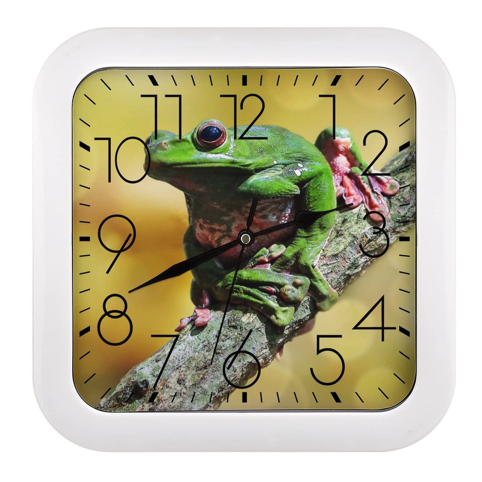 Horloge murale carrée grenouille pour cuisine et salon moderne