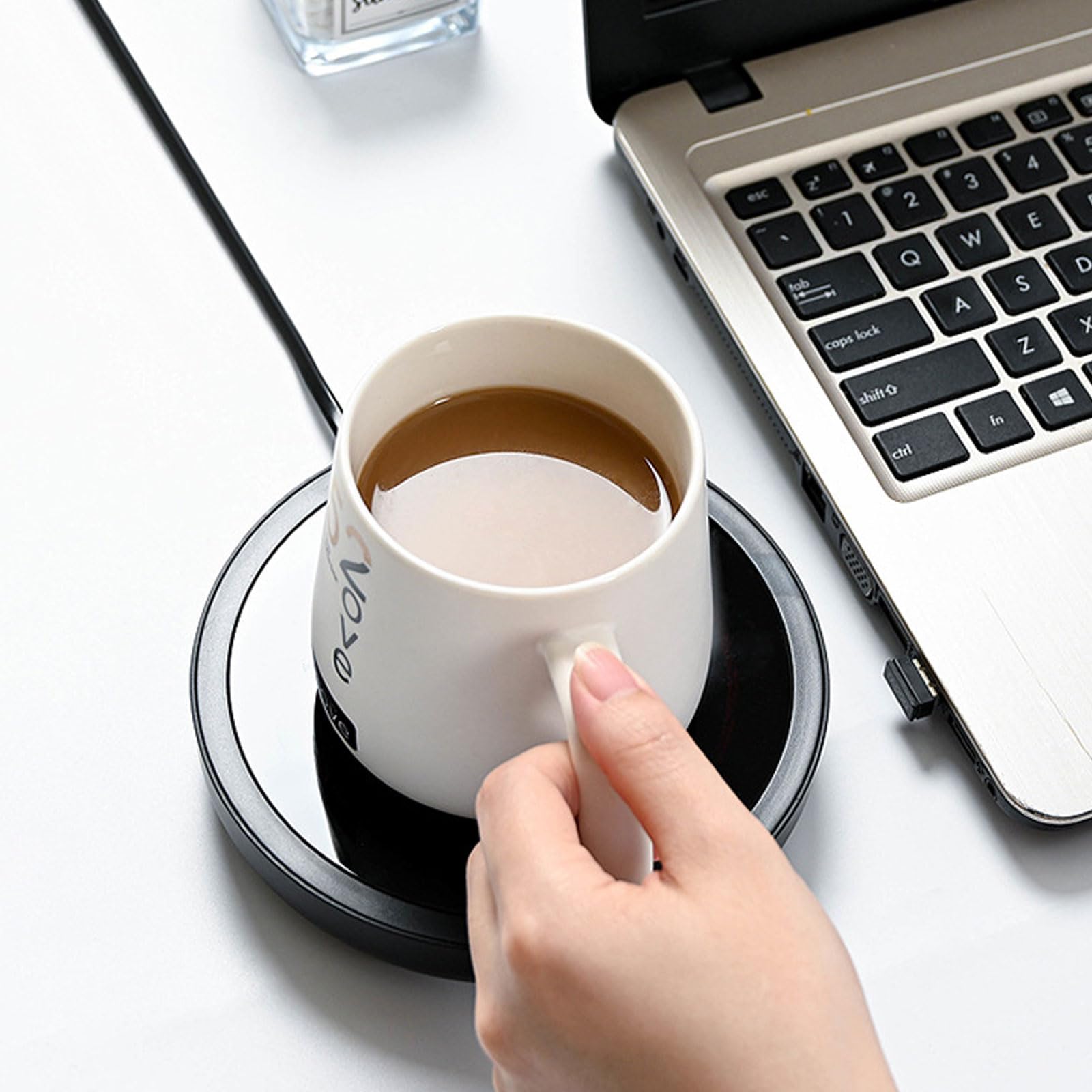 Calentador de tazas de café, calentador de tazas para computadora con apagado automático, calentador de bebidas eléctrico con ajuste de 3 temperaturas y 4 horas de apagado automático, calentador de