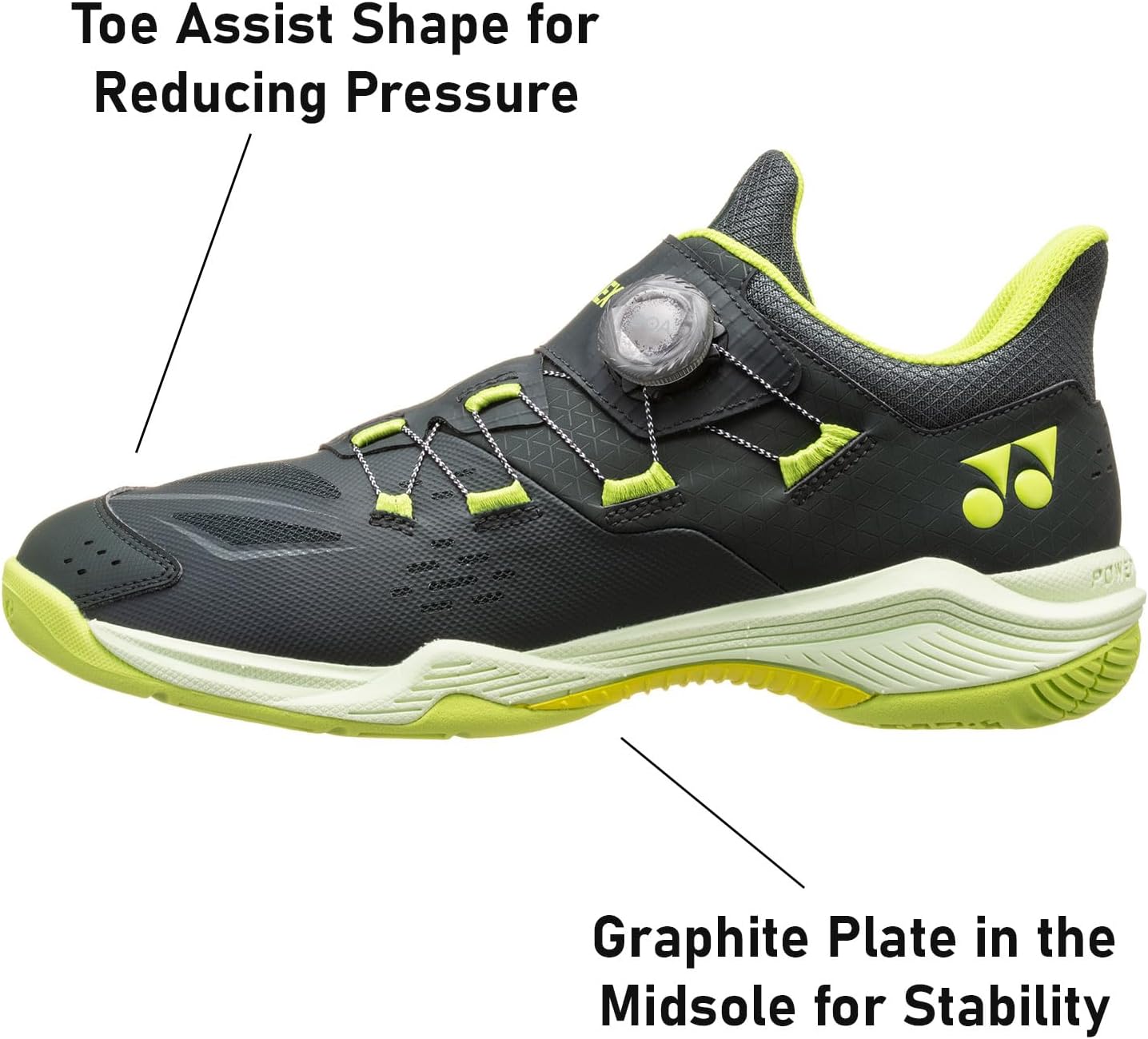 YONEX Unisex Power Cushion 88 Dial Badminton Shoes - Durable Lightweight Laceless All-Court Sport Shoes with Inner Bootie