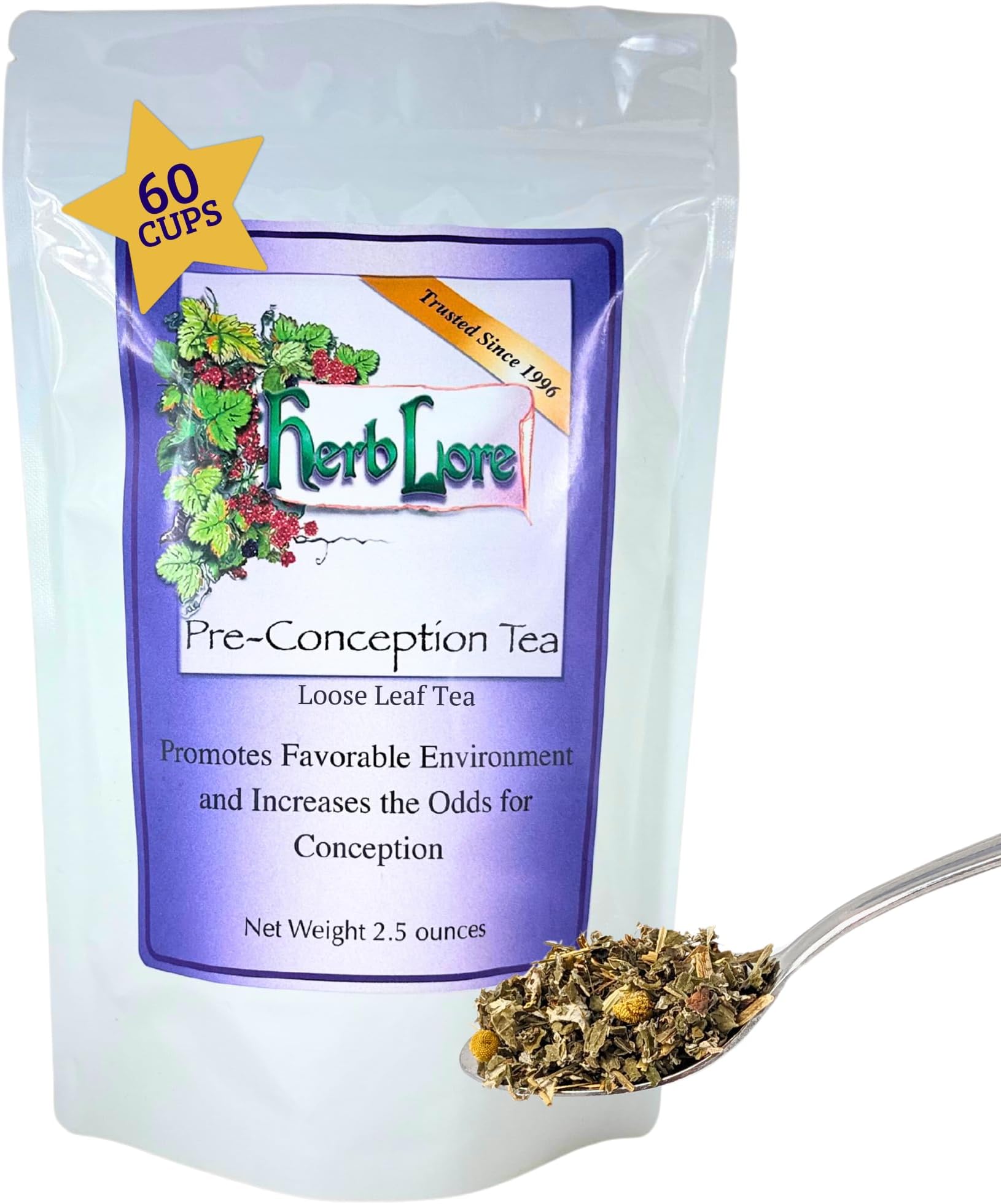 Fertility Tea for Women - 60 Cups - Loose Leaf Herb Lore Preconception Fertile Tea - Herbal Fertility Cleanse Tea - Natural Fertility Support for Help Getting Pregnant